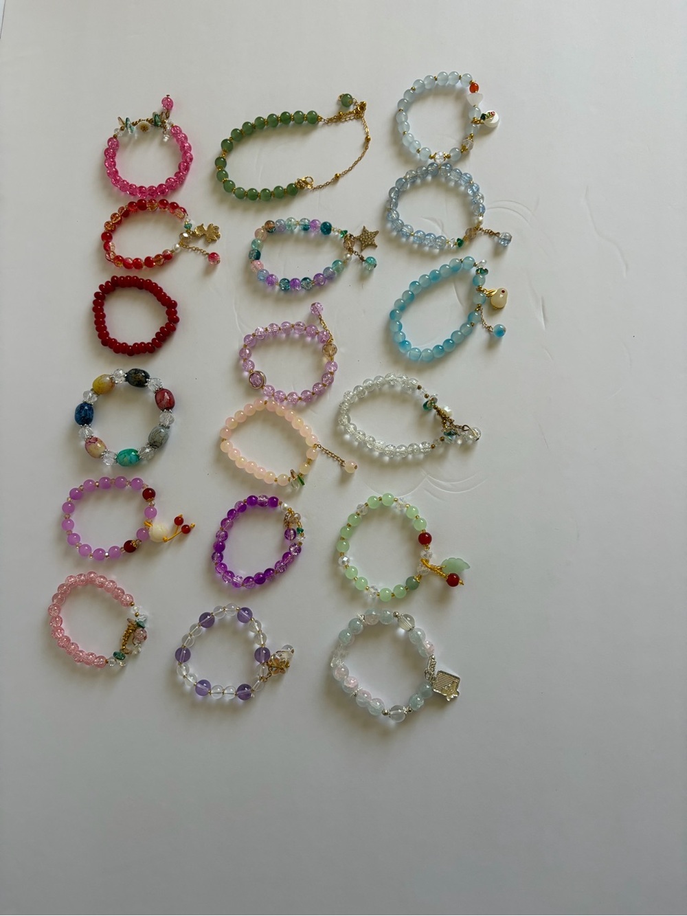 Assorted Beaded Charm Bracelets - Multicolor